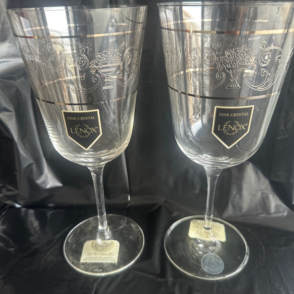 Lenox Fine Crystal Water Glasses with Elegant Silver Accents
